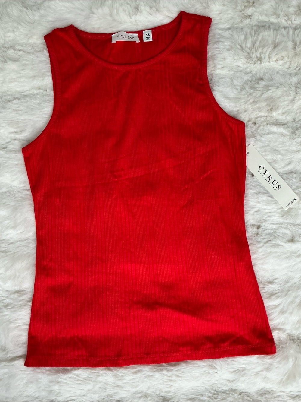 Cyrus Vibrant Red Ribbed Tank Top